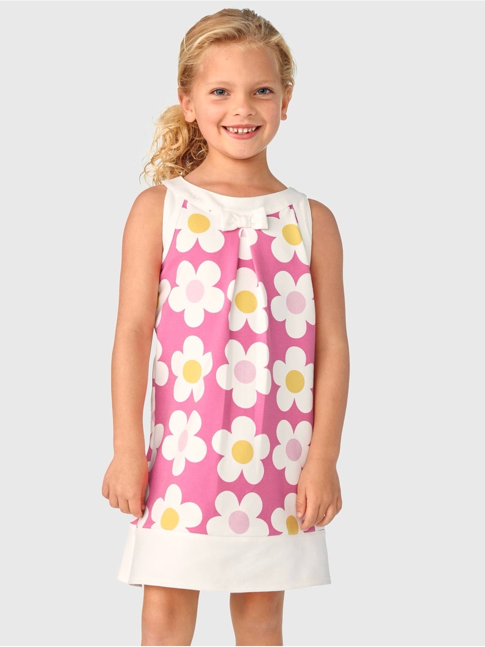 Gymboree Girls Daisy Flower Print Ponte Knit Shift Dress Pink White Yellow Sz 6